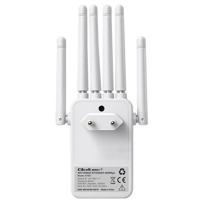 Wzmacniacz Sygnału WiFi Qoltec N300 | 6 Anten | Repeater AP